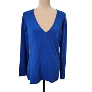 New York & Company Size L Royal Blue V-Neck Long Sleeve Sweater